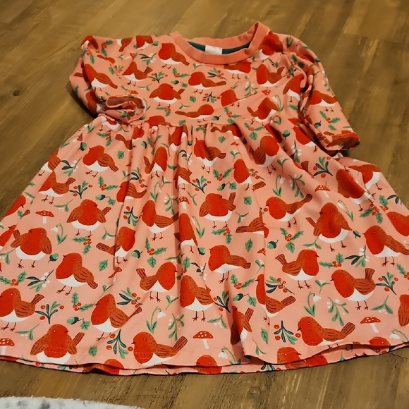 Charming Red Bird Print Kids Dress - Picture 1 of 2